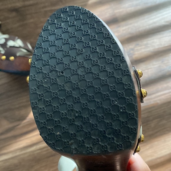 Gucci cloth sandals brown vintage authentic - Picture 5 of 7